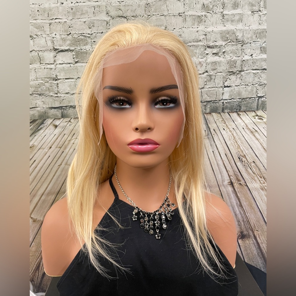 HD melting Lace front human hair wig #613 NEW platinum blonde